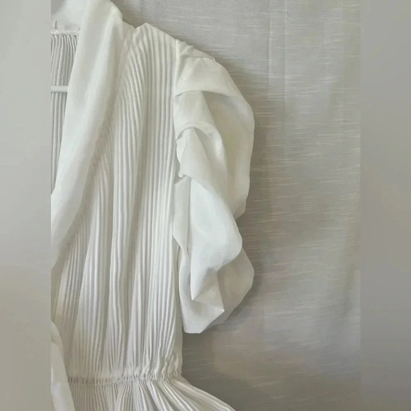 LUC-CE Womens Puff Half Sleeve Tunic Lace Up Bow Patchwork Ruffles Blouse - Picture 5 of 8